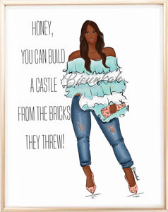 "Build Your Castle" Fashion Illustration Print - Unframed