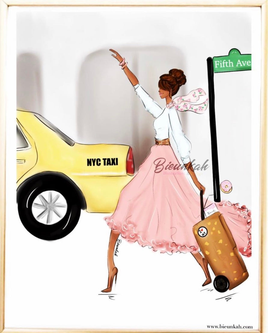 "Taxi" Fashion Illustration Print - Unframed