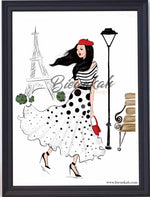 "A Night in Paris” Fashion Illustration Print - Unframed