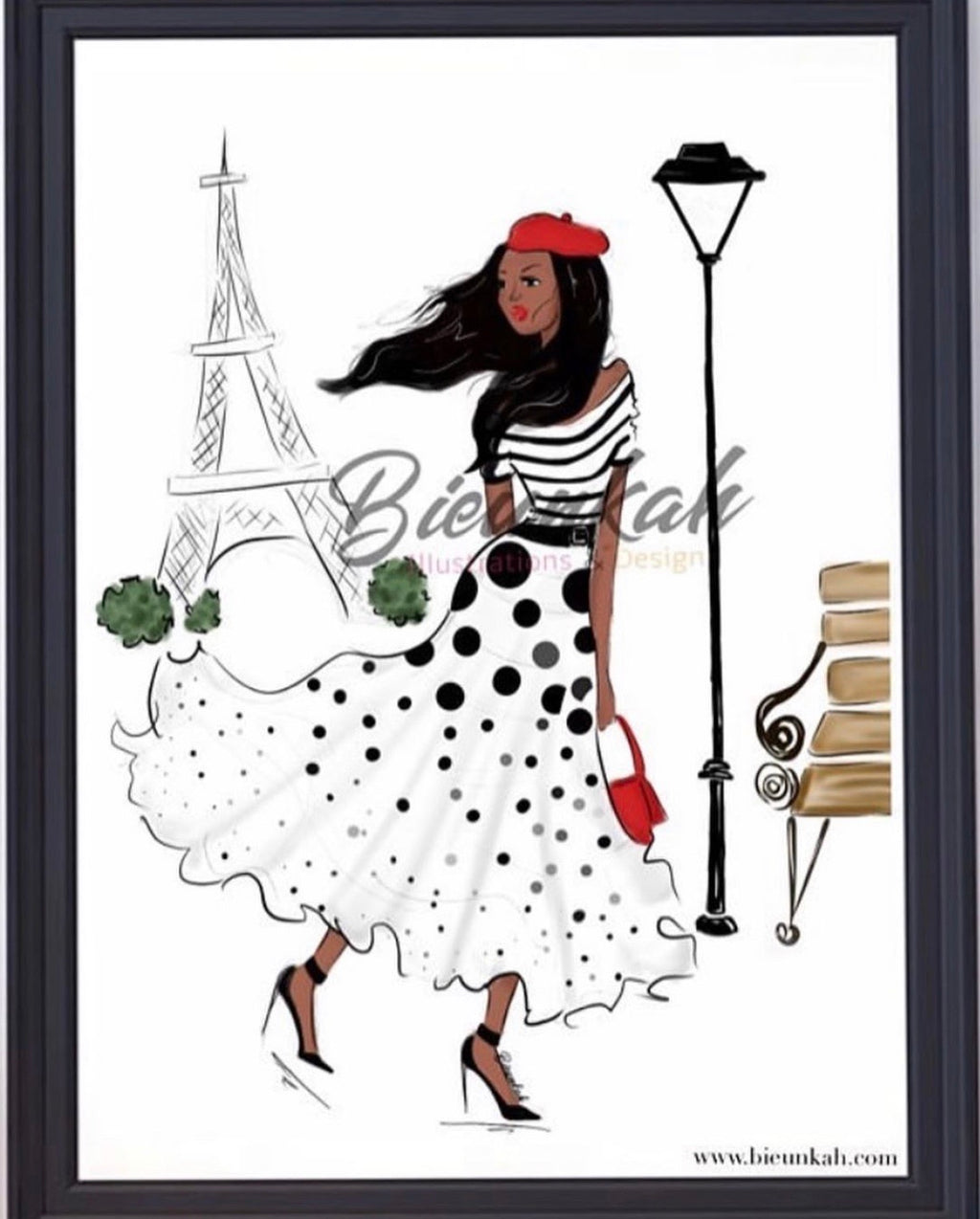 "A Night in Paris” Fashion Illustration Print - Unframed